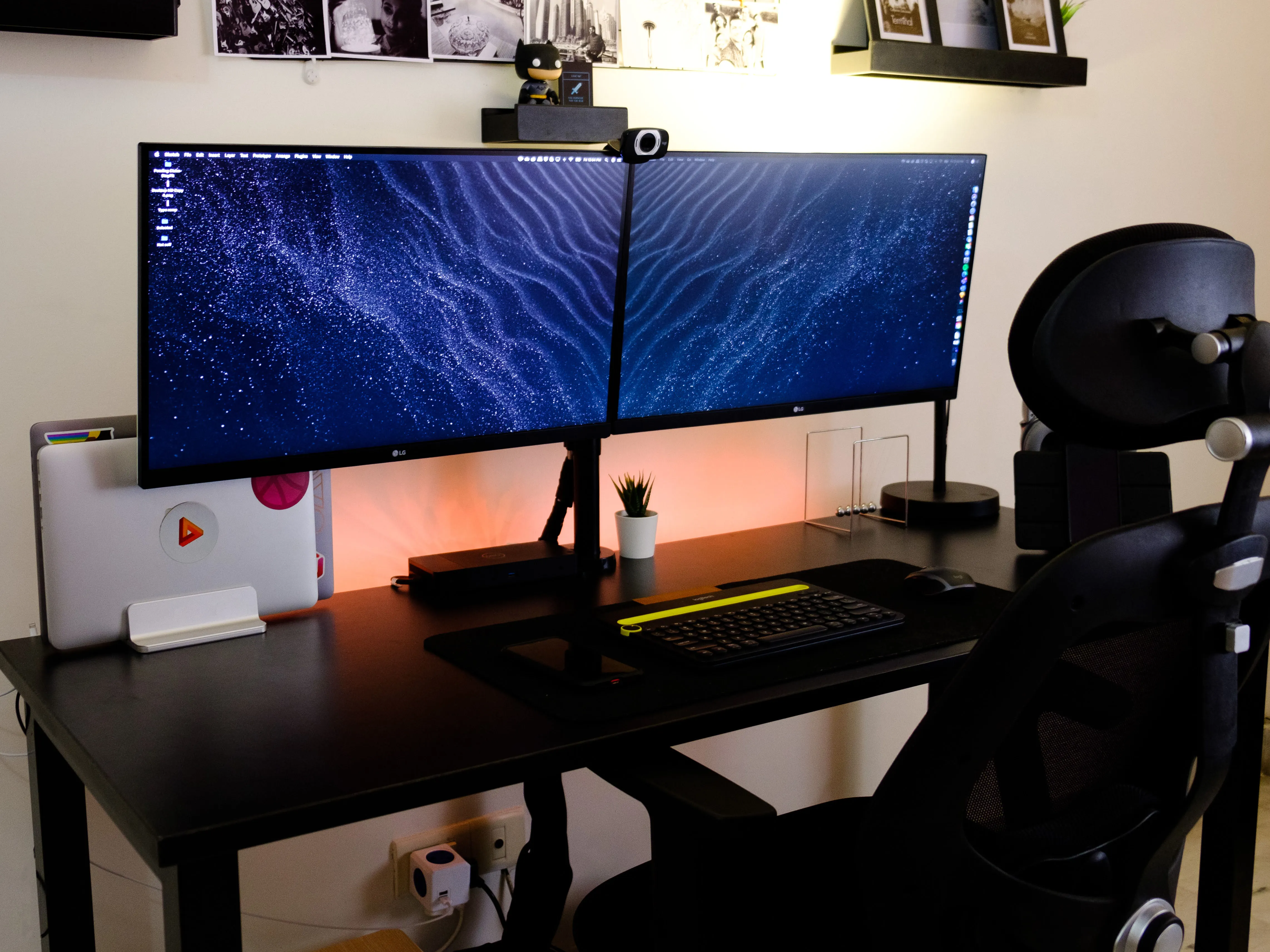Two LG 27-inch monitors
