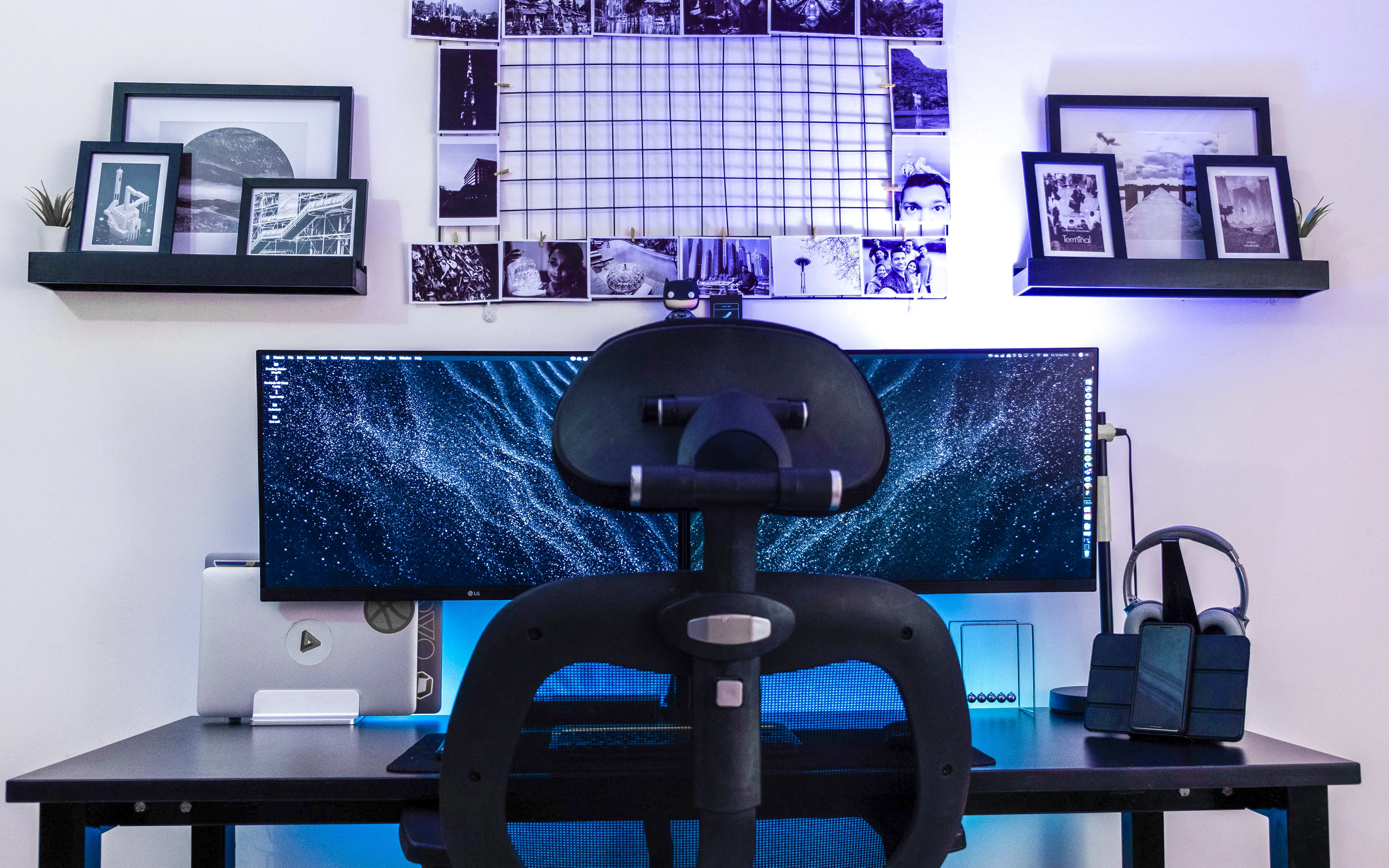 Workspace with mood lighting